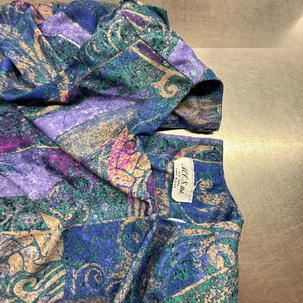 Vintage 1970s M Colorful Abstract Patterned Dress - Picture 3 of 9